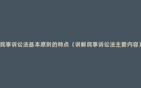 民事诉讼法基本原则的特点（讲解民事诉讼法主要内容）