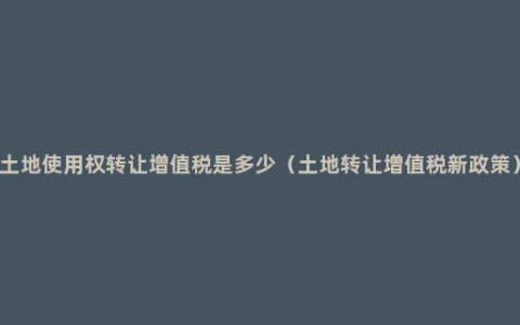 土地使用权转让增值税是多少（土地转让增值税新政策）