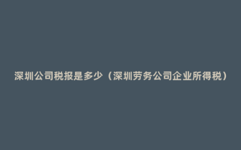 深圳公司税报是多少（深圳劳务公司企业所得税）