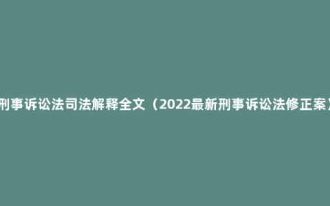 刑事诉讼法司法解释全文（2022最新刑事诉讼法修正案）