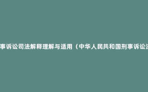 刑事诉讼司法解释理解与适用（中华人民共和国刑事诉讼法）