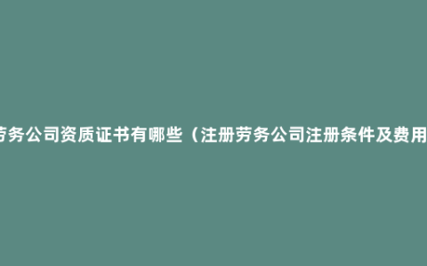 劳务公司资质证书有哪些（注册劳务公司注册条件及费用）