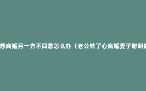 一方想离婚另一方不同意怎么办（老公铁了心离婚妻子聪明做法）