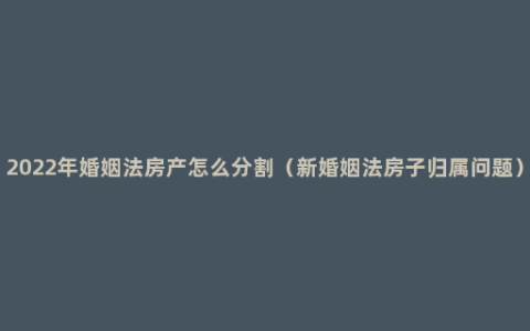 2022年婚姻法房产怎么分割（新婚姻法房子归属问题）