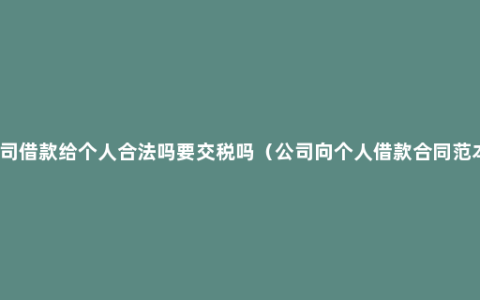 公司借款给个人合法吗要交税吗（公司向个人借款合同范本）