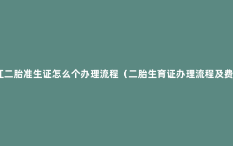 浙江二胎准生证怎么个办理流程（二胎生育证办理流程及费用）