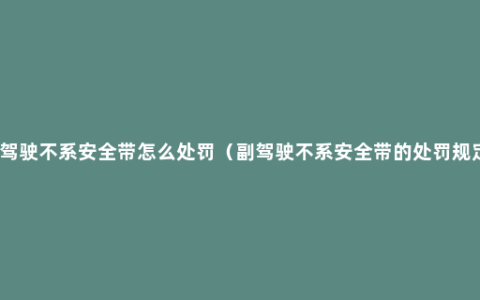 副驾驶不系安全带怎么处罚（副驾驶不系安全带的处罚规定）