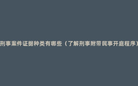 刑事案件证据种类有哪些（了解刑事附带民事开庭程序）