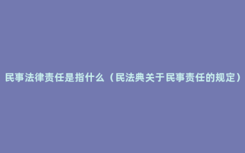 民事法律责任是指什么（民法典关于民事责任的规定）