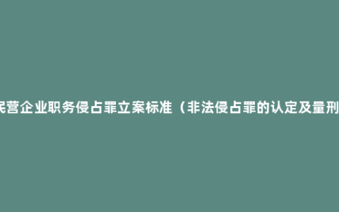 民营企业职务侵占罪立案标准（非法侵占罪的认定及量刑）