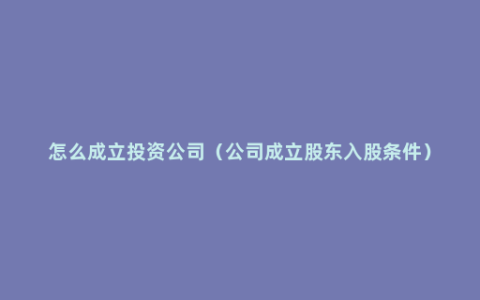 怎么成立投资公司（公司成立股东入股条件）