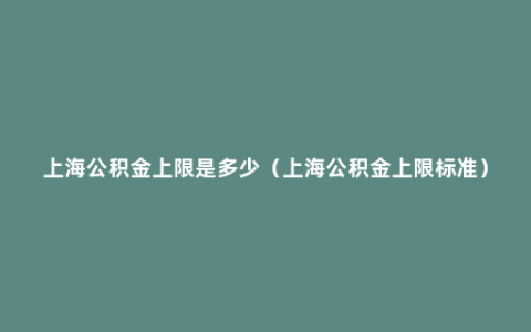 上海公积金上限是多少（上海公积金上限标准）