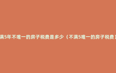 满5年不唯一的房子税费是多少（不满5唯一的房子税费）