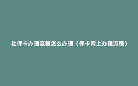 社保卡办理流程怎么办理（保卡网上办理流程）