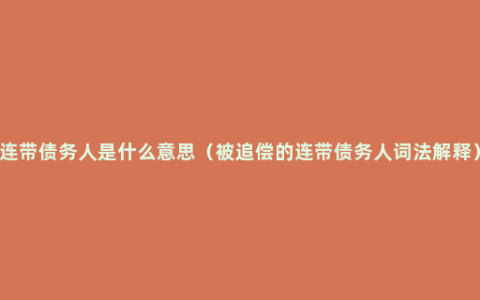 连带债务人是什么意思（被追偿的连带债务人词法解释）