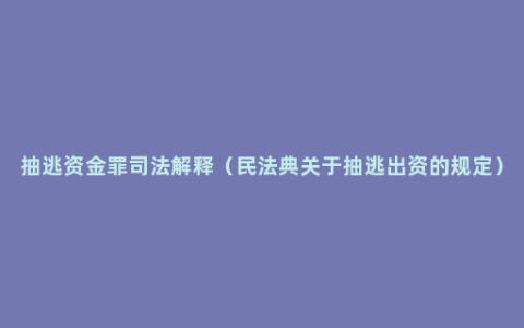 抽逃资金罪司法解释（民法典关于抽逃出资的规定）