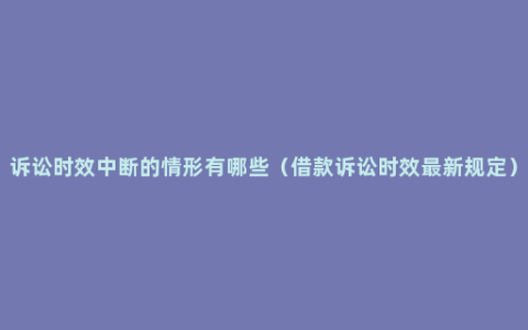 诉讼时效中断的情形有哪些（借款诉讼时效最新规定）