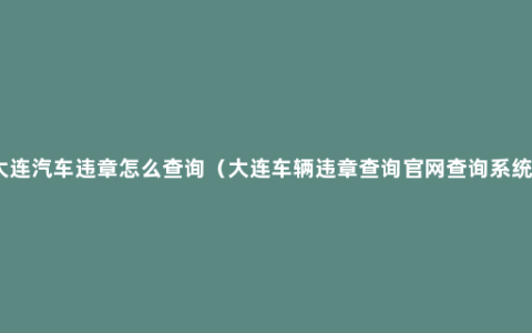 大连汽车违章怎么查询（大连车辆违章查询官网查询系统）