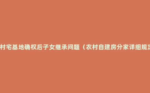 农村宅基地确权后子女继承问题（农村自建房分家详细规定）