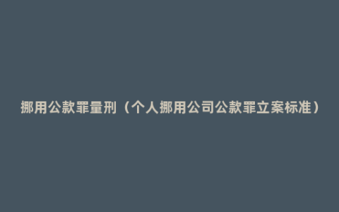 挪用公款罪量刑（个人挪用公司公款罪立案标准）