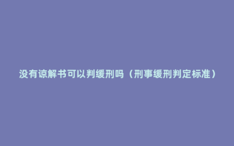 没有谅解书可以判缓刑吗（刑事缓刑判定标准）