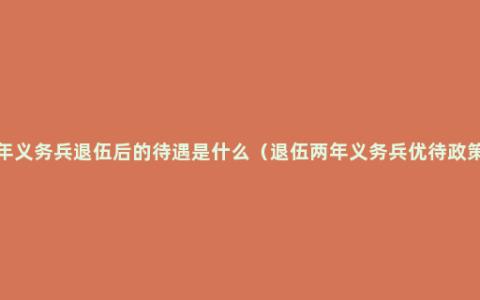 2年义务兵退伍后的待遇是什么（退伍两年义务兵优待政策）