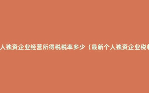 个人独资企业经营所得税税率多少（最新个人独资企业税收）