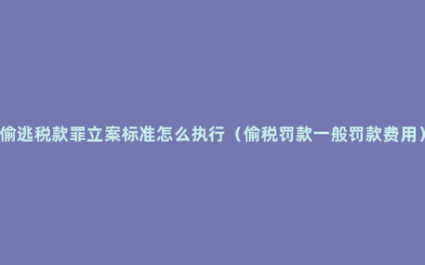 偷逃税款罪立案标准怎么执行（偷税罚款一般罚款费用）