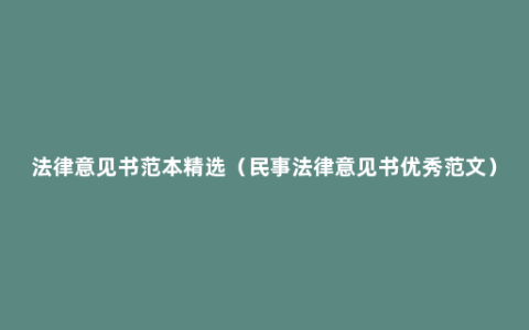 法律意见书范本精选（民事法律意见书优秀范文）