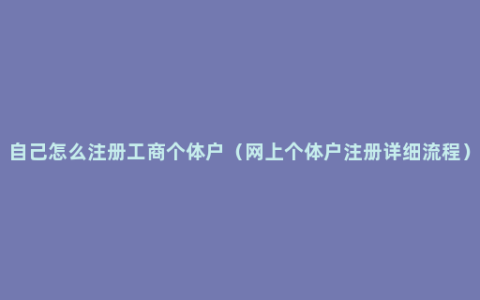 自己怎么注册工商个体户（网上个体户注册详细流程）