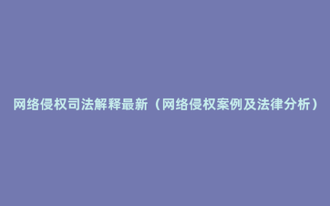 网络侵权司法解释最新（网络侵权案例及法律分析）