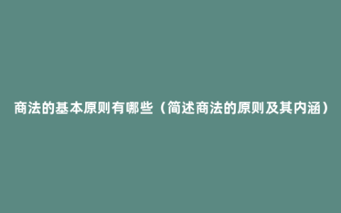 商法的基本原则有哪些（简述商法的原则及其内涵）