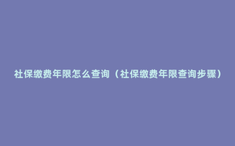 社保缴费年限怎么查询（社保缴费年限查询步骤）