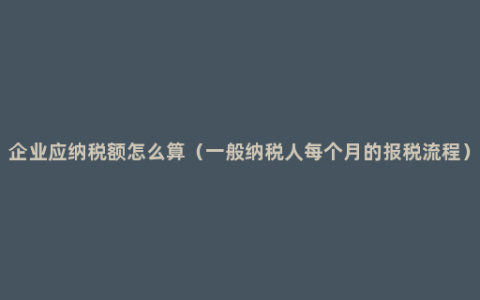 企业应纳税额怎么算（一般纳税人每个月的报税流程）