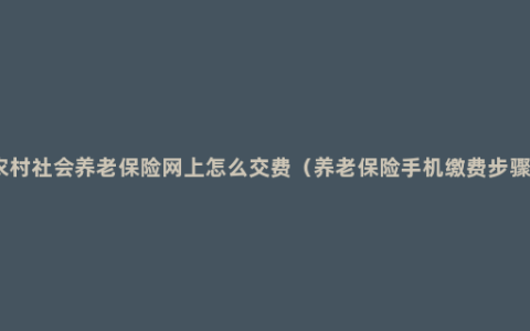 农村社会养老保险网上怎么交费（养老保险手机缴费步骤）