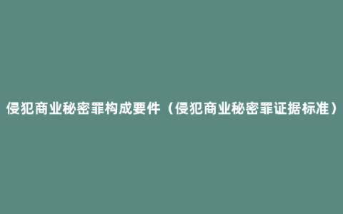 侵犯商业秘密罪构成要件（侵犯商业秘密罪证据标准）