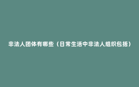 非法人团体有哪些（日常生活中非法人组织包括）