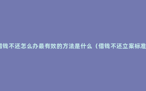 借钱不还怎么办最有效的方法是什么（借钱不还立案标准）