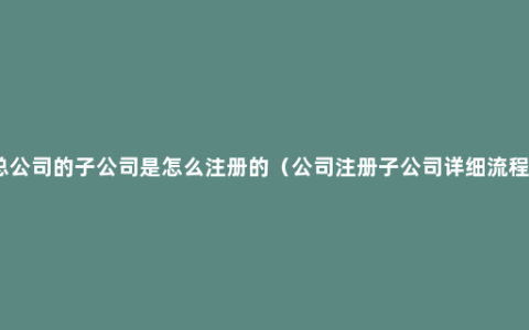 总公司的子公司是怎么注册的（公司注册子公司详细流程）