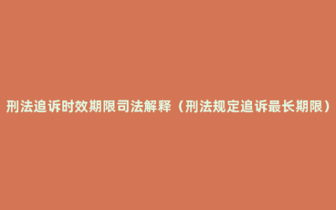 刑法追诉时效期限司法解释（刑法规定追诉最长期限）