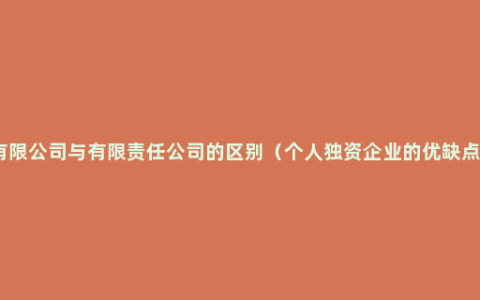 有限公司与有限责任公司的区别（个人独资企业的优缺点）