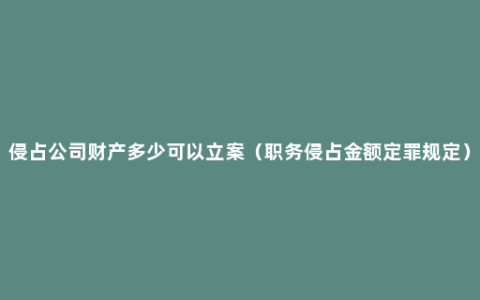 侵占公司财产多少可以立案（职务侵占金额定罪规定）