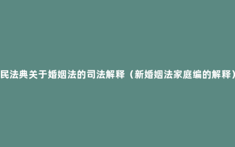 民法典关于婚姻法的司法解释（新婚姻法家庭编的解释）