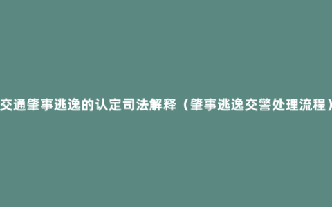 交通肇事逃逸的认定司法解释（肇事逃逸交警处理流程）