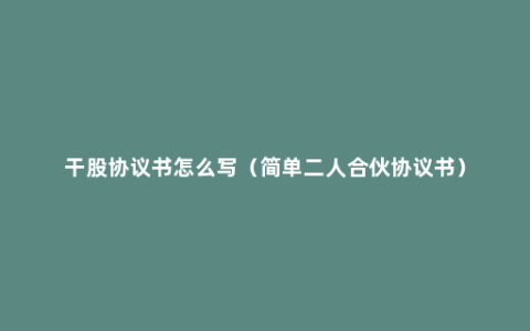 干股协议书怎么写（简单二人合伙协议书）