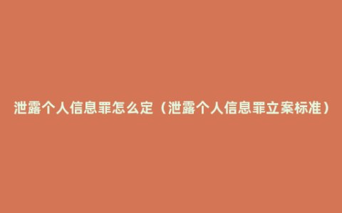 泄露个人信息罪怎么定（泄露个人信息罪立案标准）