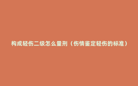 构成轻伤二级怎么量刑（伤情鉴定轻伤的标准）