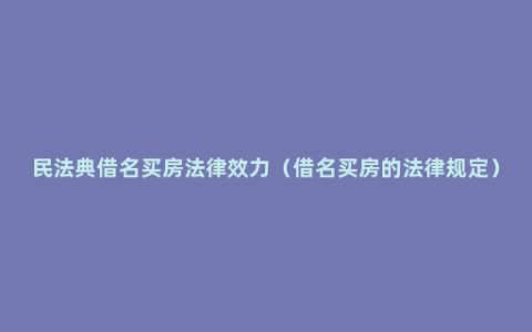 民法典借名买房法律效力（借名买房的法律规定）