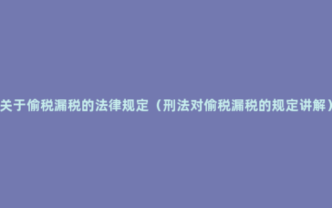 关于偷税漏税的法律规定（刑法对偷税漏税的规定讲解）