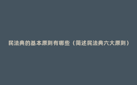 民法典的基本原则有哪些（简述民法典六大原则）